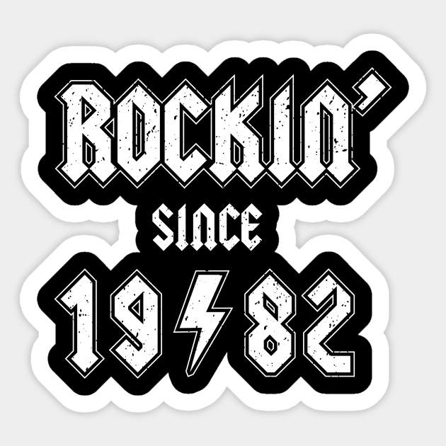 Rockin since 1982 birthday rocker gift Sticker by Daribo